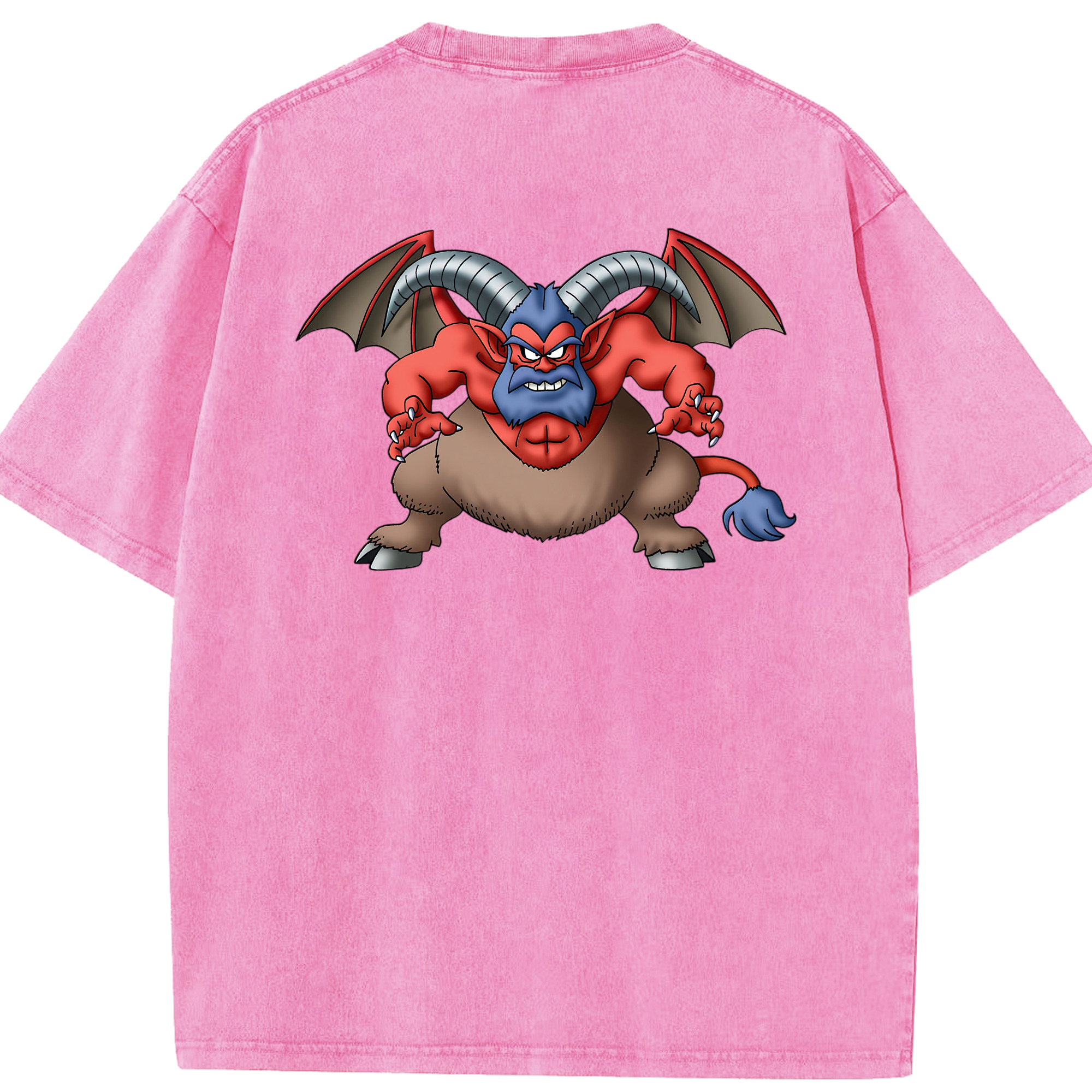 （画像用） ドラゴンクエスト Doragon Kuesuto Dragon Quest 綿100% ヴィンテージ風 半袖Tシャツ（背面プリント）